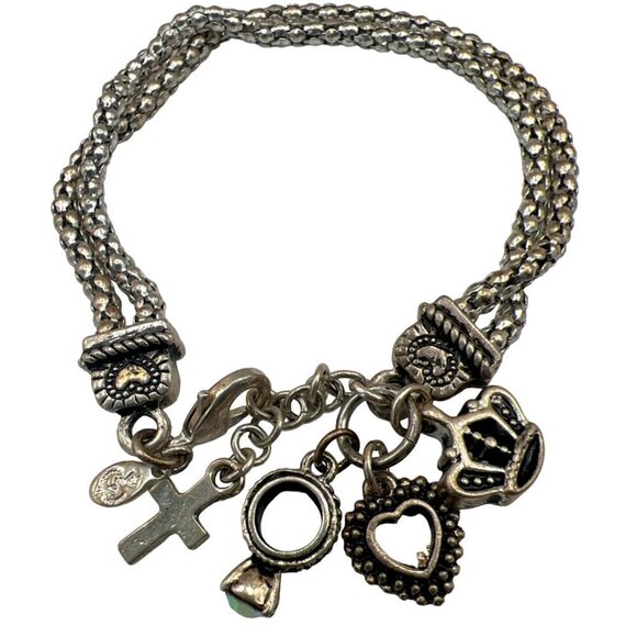 Vintage Silver Tone Charm Bracelet & Necklac Set   B41 - Picture 5 of 16